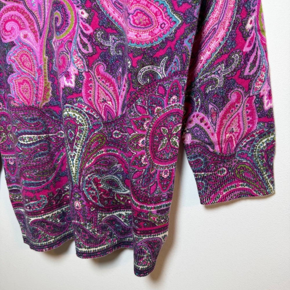 NWT Talbots Pure 100% Cashmere Sweater Medium Pink Paisley Preppy Classic Office - Picture 8 of 10